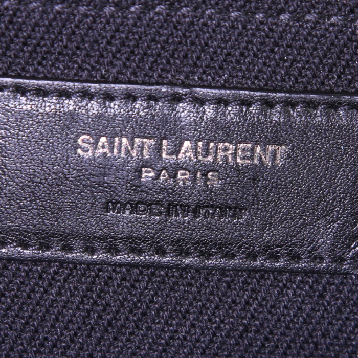 Shopping bag Saint Laurent Rive Gauche in tela nera e pelle nera - Detail D3