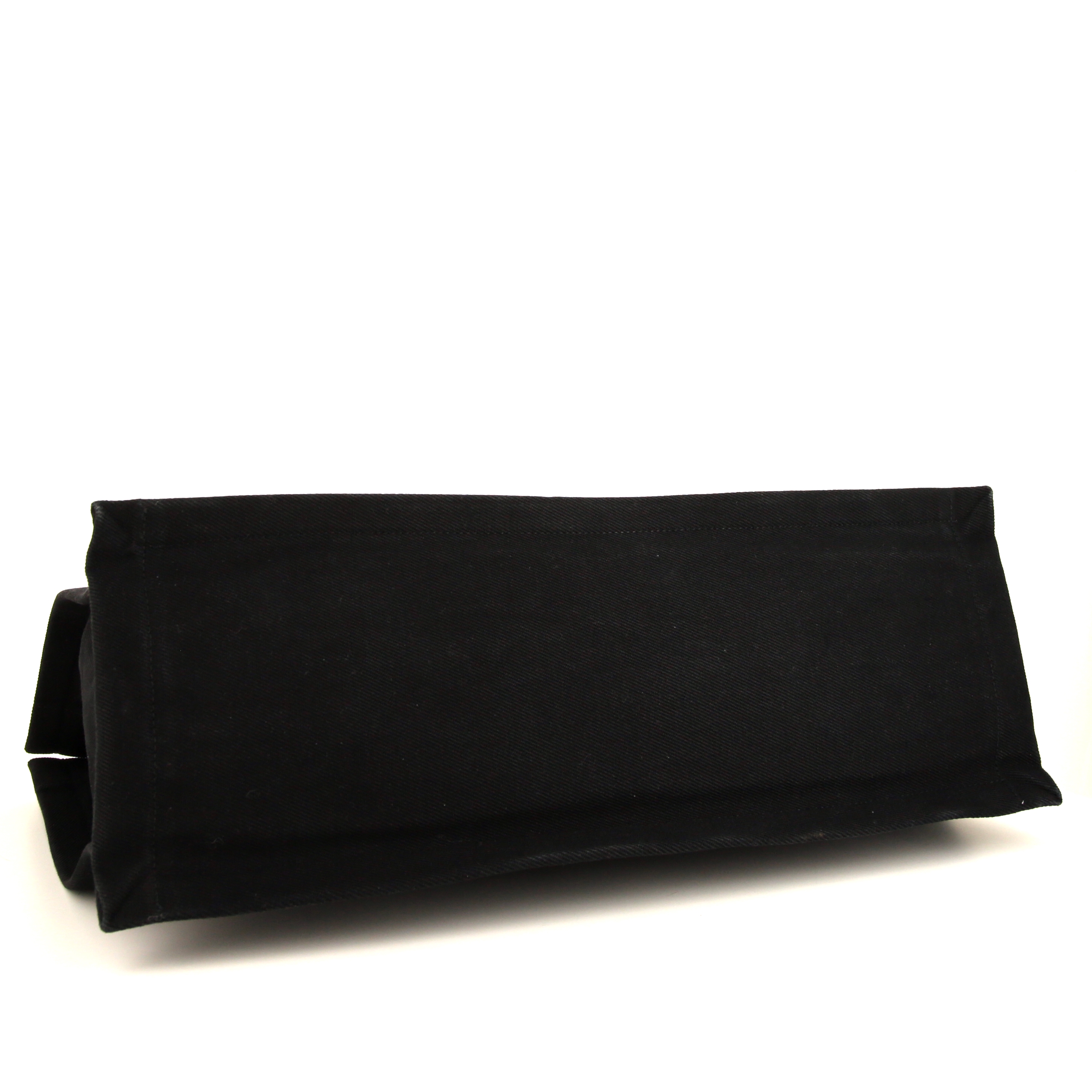 Shopping bag Saint Laurent Rive Gauche in tela nera e pelle nera - Detail D4