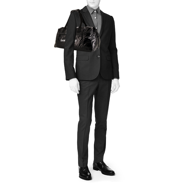 Borsa ventiquattrore Saint Laurent in tela nera - Detail D1