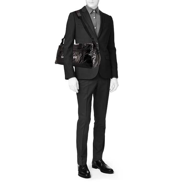 Borsa ventiquattrore Saint Laurent in tela nera - Detail D2