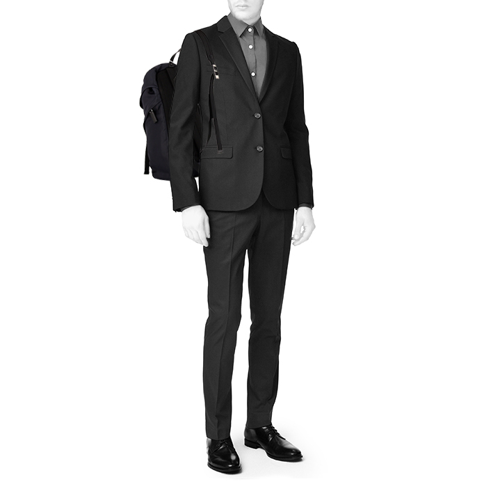 Prada Nylon Backpack backpack in navy blue and black canvas and leather - Detail D2