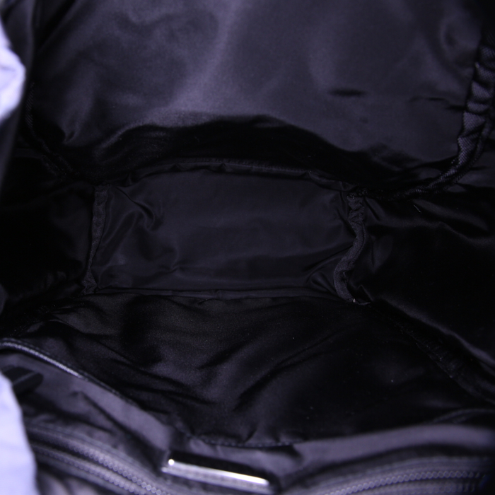 Sac à dos Prada Nylon Backpack en toile et cuir bleu-marine et noire - Detail D3