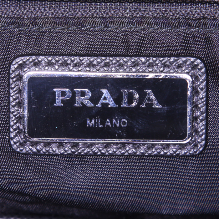 Sac à dos Prada Nylon Backpack en toile et cuir bleu-marine et noire - Detail D4