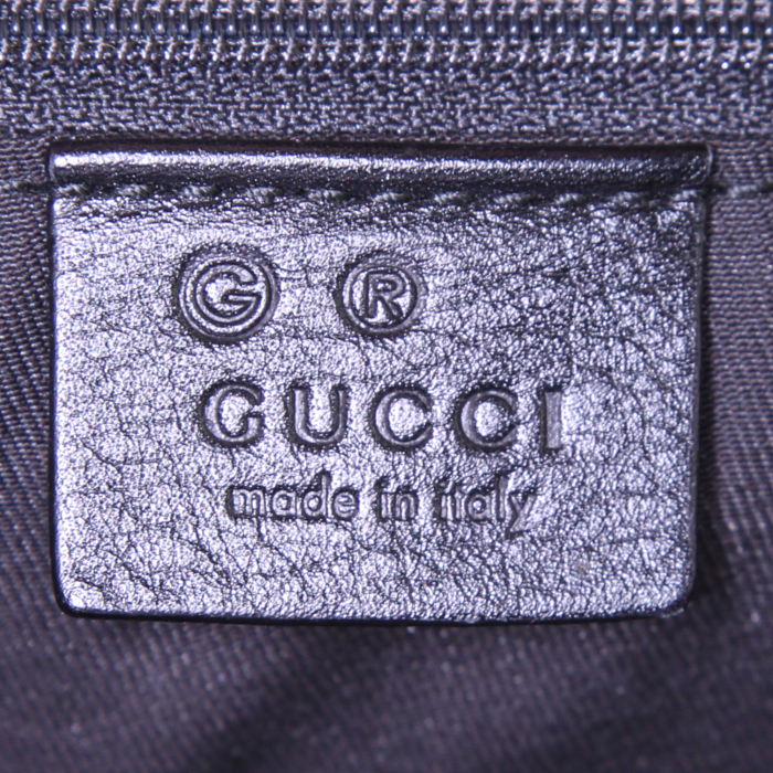 Shopping bag Gucci in tela monogram nera e pelle nera - Detail D3