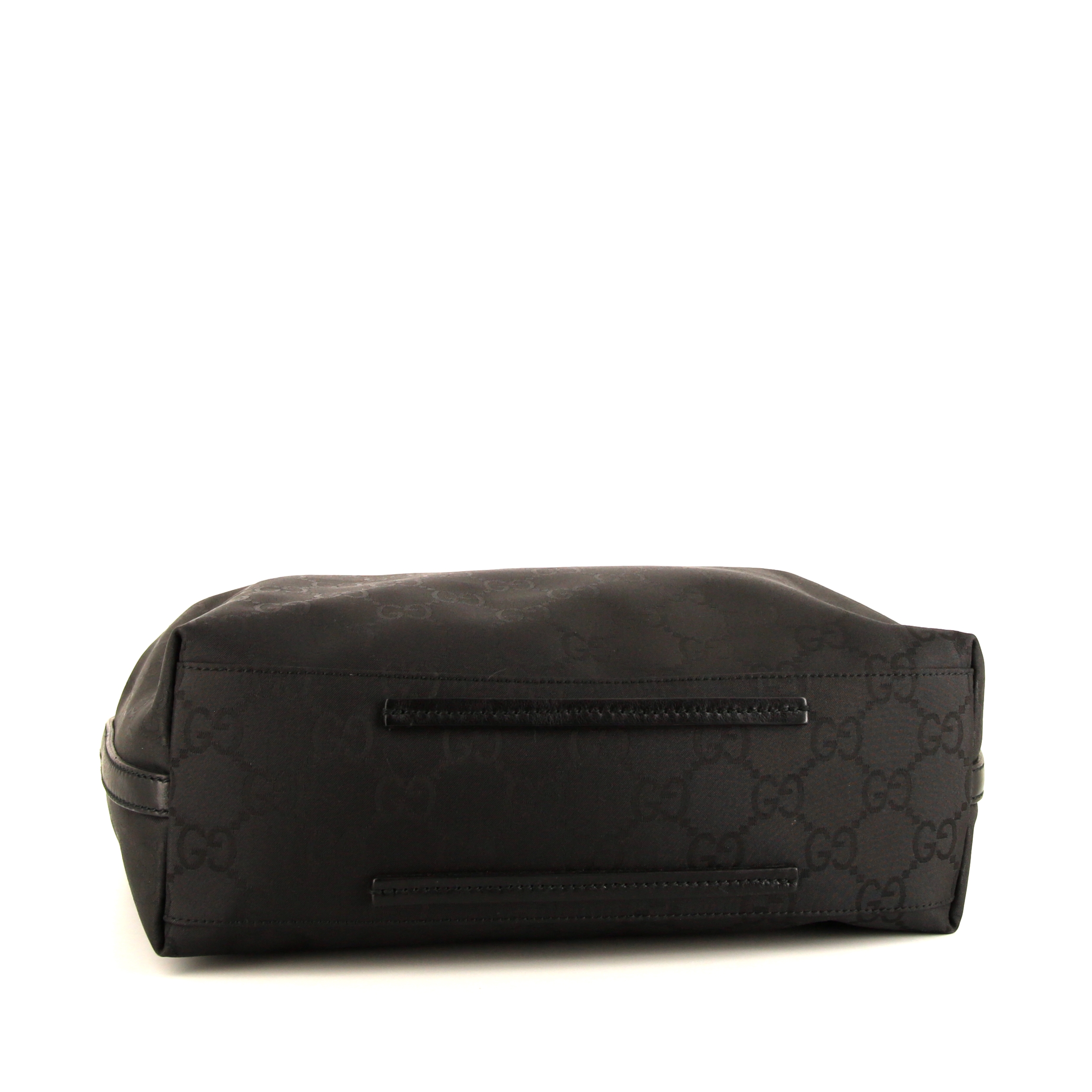 Shopping bag Gucci in tela monogram nera e pelle nera - Detail D4