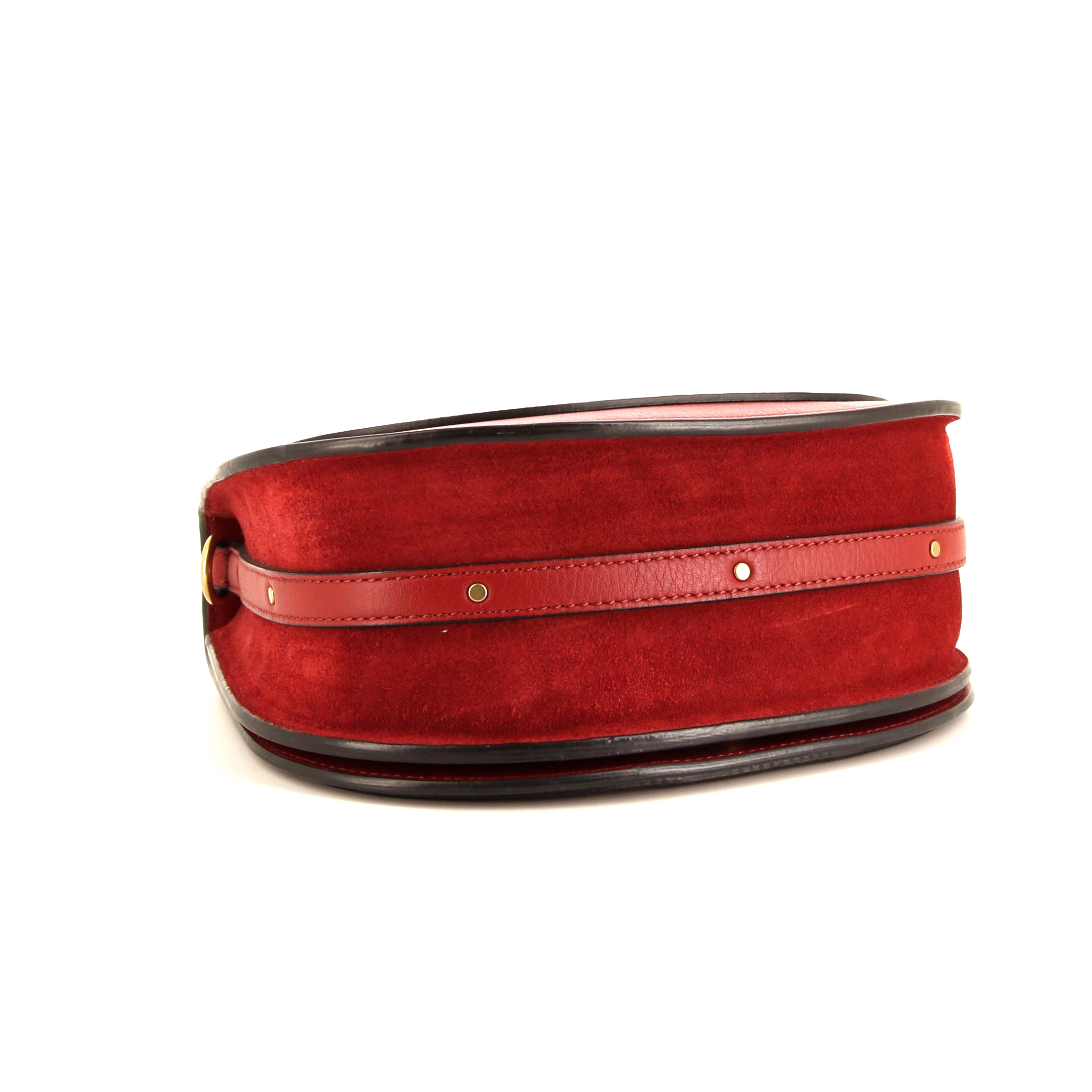 Chloé Nile shoulder bag in red leather and red suede - Detail D5