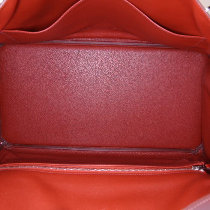 Borsa Hermes Birkin 40 cm in pelle box rosso Pompéi - Detail D2
