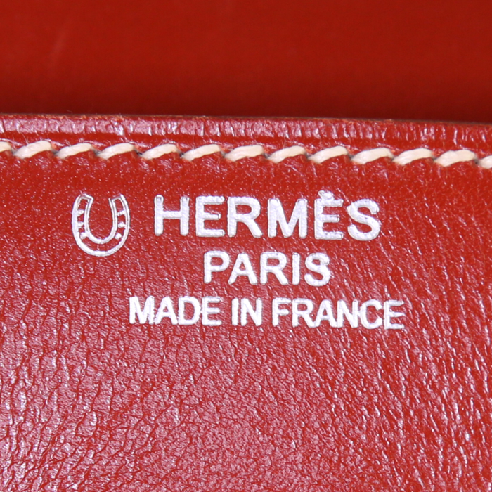 Borsa Hermes Birkin 40 cm in pelle box rosso Pompéi - Detail D3