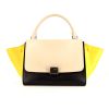 Celine Trapeze medium model handbag in beige, yellow and black tricolor leather - 360 thumbnail