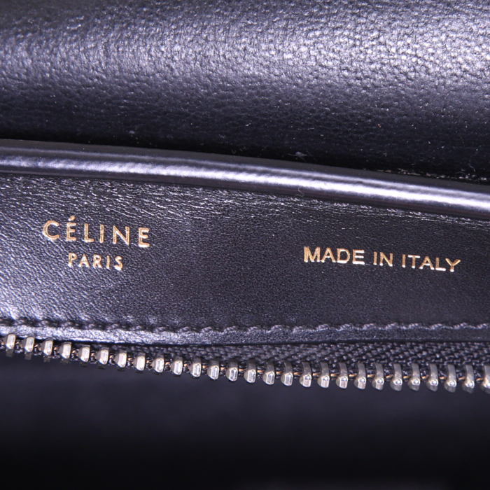 Celine Trapeze medium model handbag in beige, yellow and black tricolor leather - Detail D4