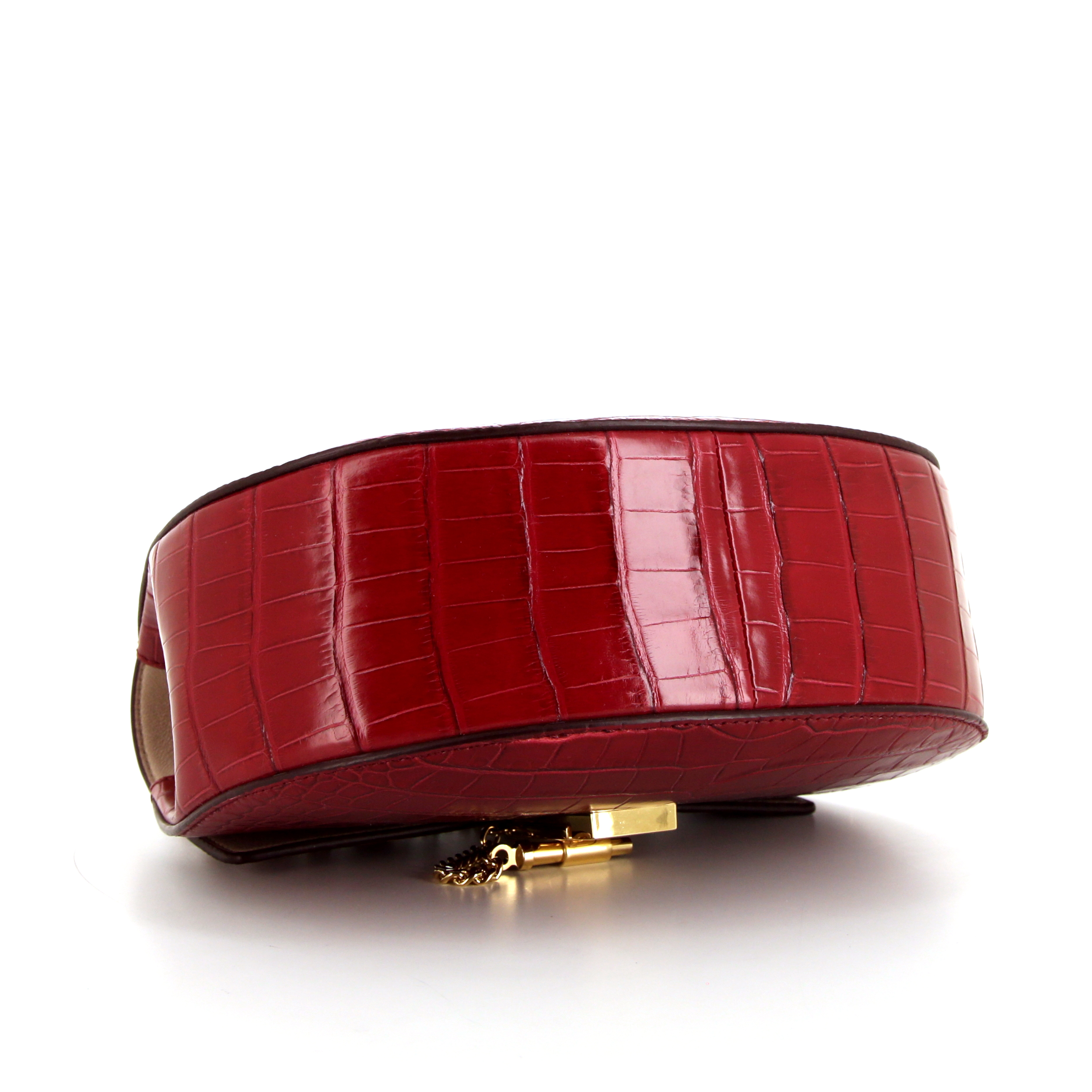 Chloé Drew shoulder bag in red alligator - Detail D4