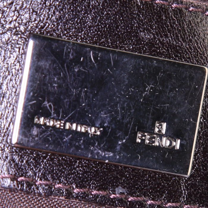 Fendi handbag in brown monogram canvas and brown leather - Detail D3