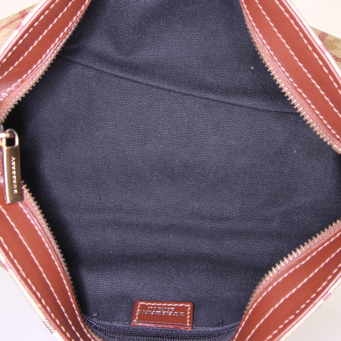 Borsa Burberry in tela Haymarket e pelle marrone - Detail D2