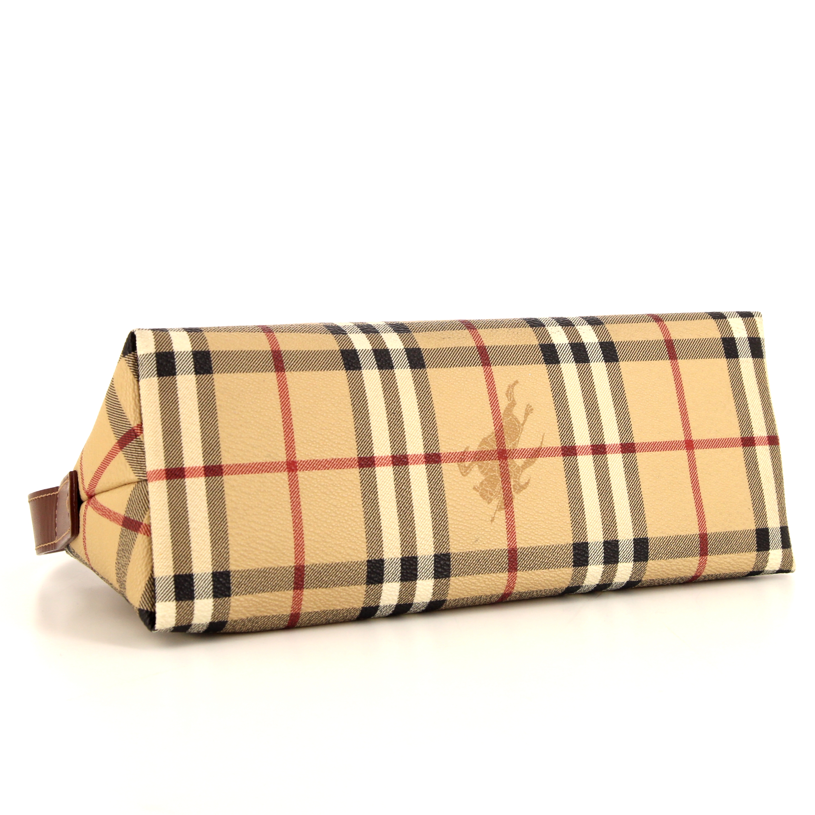 Borsa Burberry in tela Haymarket e pelle marrone - Detail D4