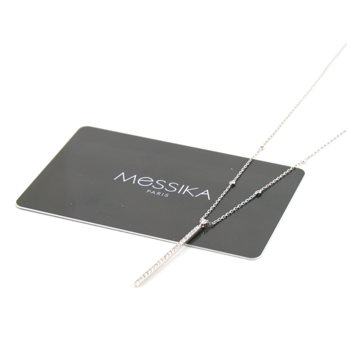 Collier Messika Gatsby en or blanc et diamants - Detail D2