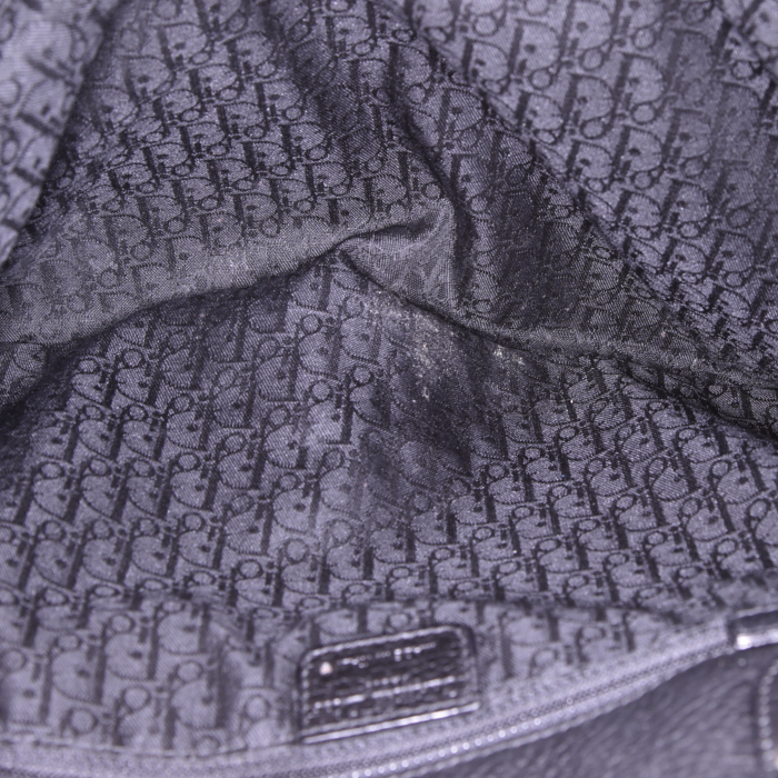 Sac porté épaule ou main Dior Gaucho en cuir grainé noir - Detail D3