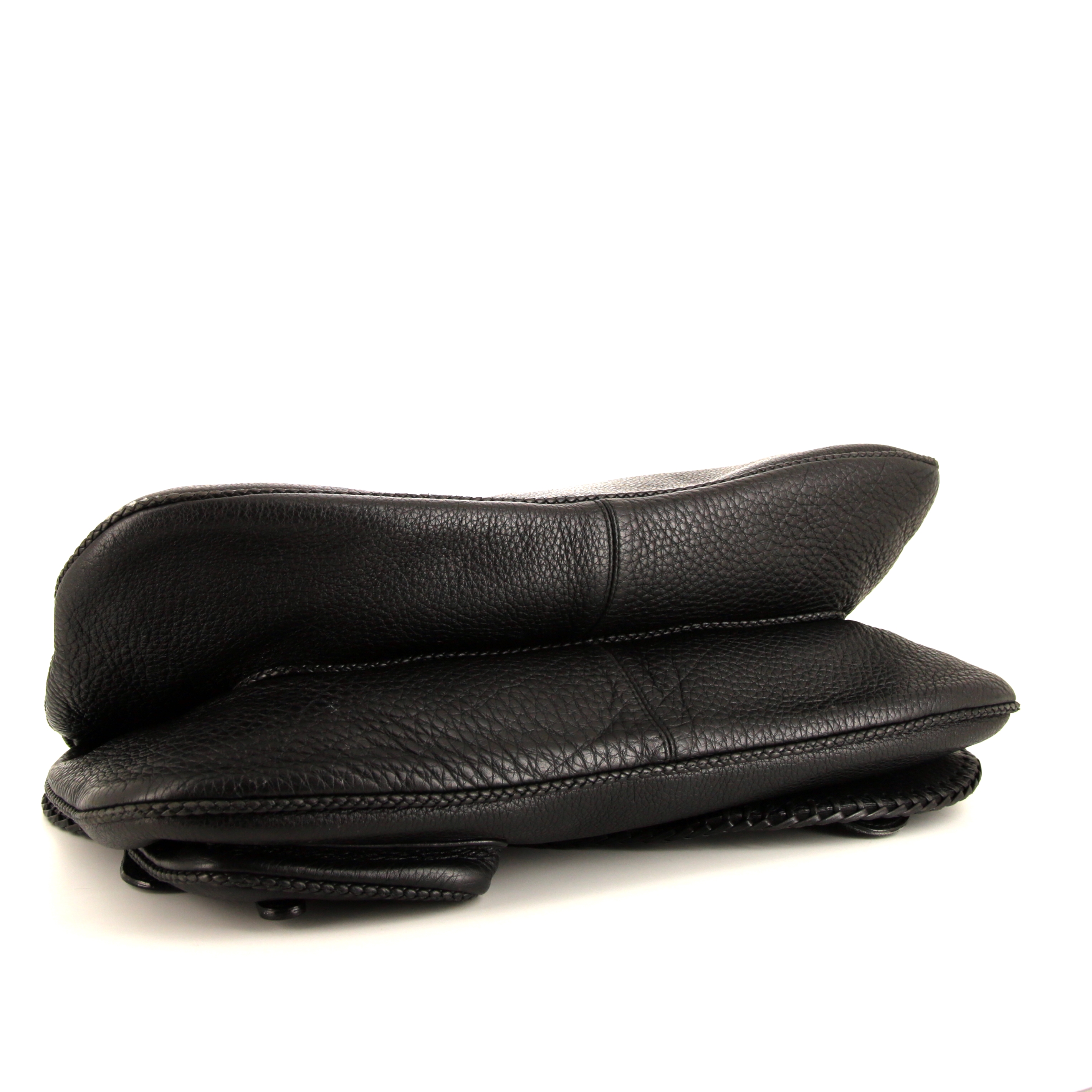 Sac porté épaule ou main Dior Gaucho en cuir grainé noir - Detail D5