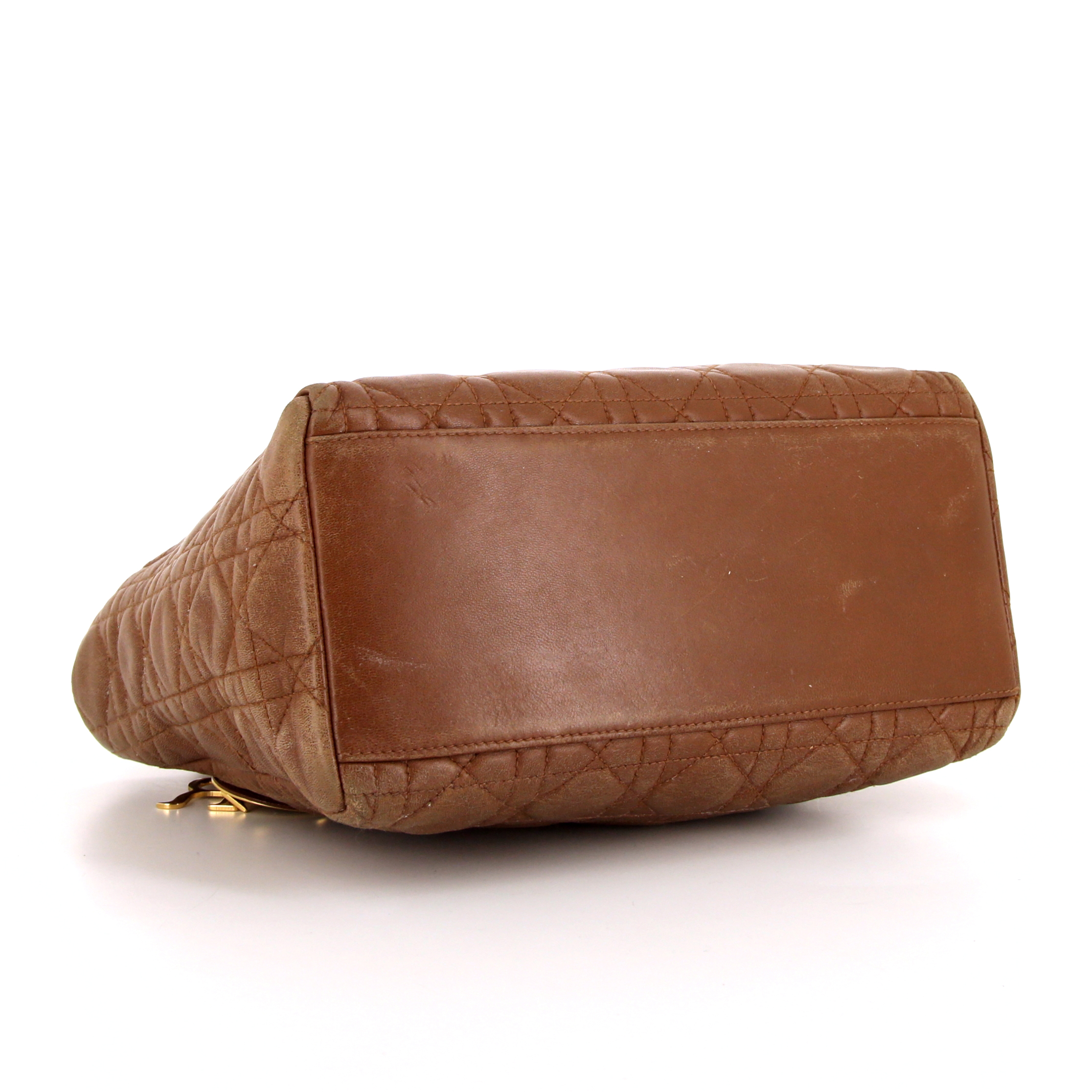 Sac à main Dior Lady Dior moyen modèle en cuir cannage marron - Detail D4