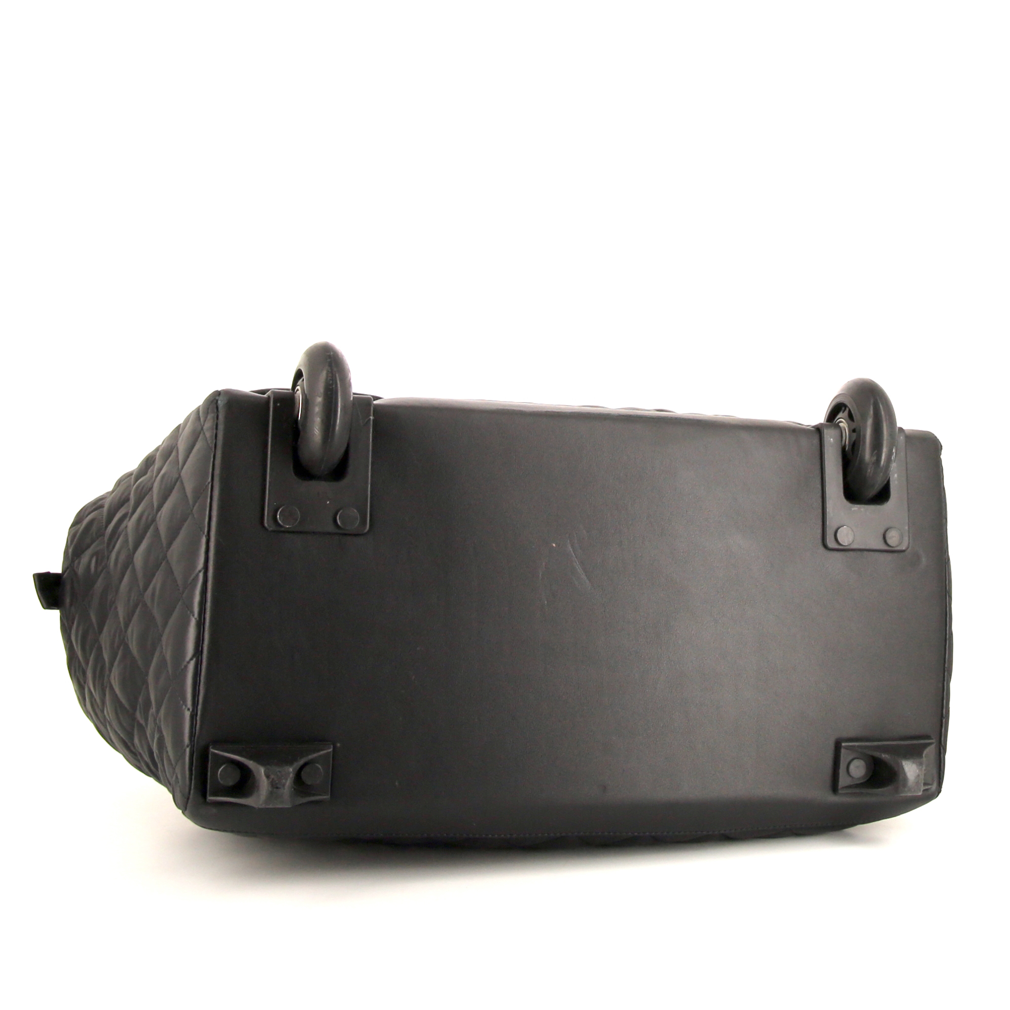 Valigia Chanel Coco Cocoon in tela trapuntata nera e pelle nera - Detail D4