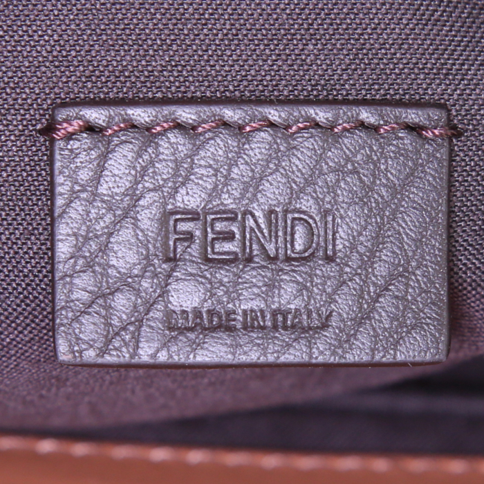 Fendi Mini Baguette handbag in brown leather - Detail D4