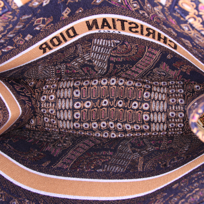 Shopping bag Dior Book Tote in tela marrone con motivo - Detail D2