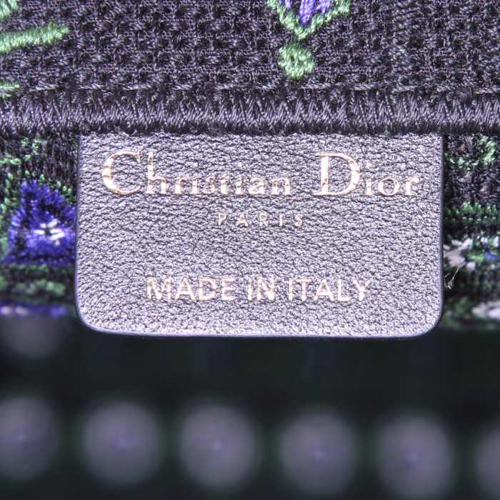 Sac cabas Dior Book Tote en toile verte noire et blanche - Detail D3