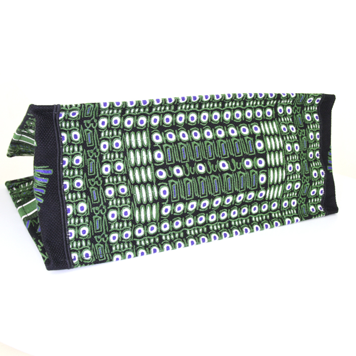 Shopping bag Dior Book Tote in tela verde nera e bianca con motivo - Detail D4