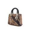 Dior Lady Dior handbag in brown and navy blue leather - 00pp thumbnail