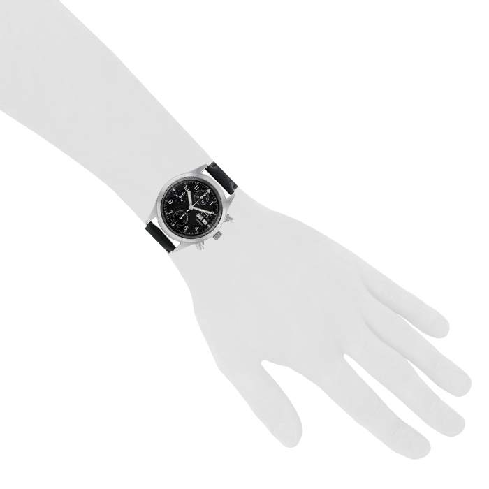Montre IWC Pilot's Watch Chronograph en acier Ref : 3706 Vers 1990 - Detail D1
