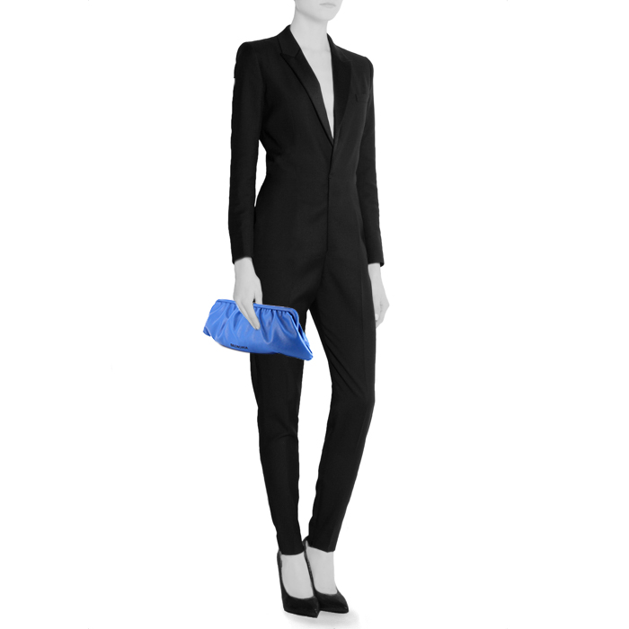 Borsa a tracolla Balenciaga Cloud taglia L in pelle blu - Detail D1