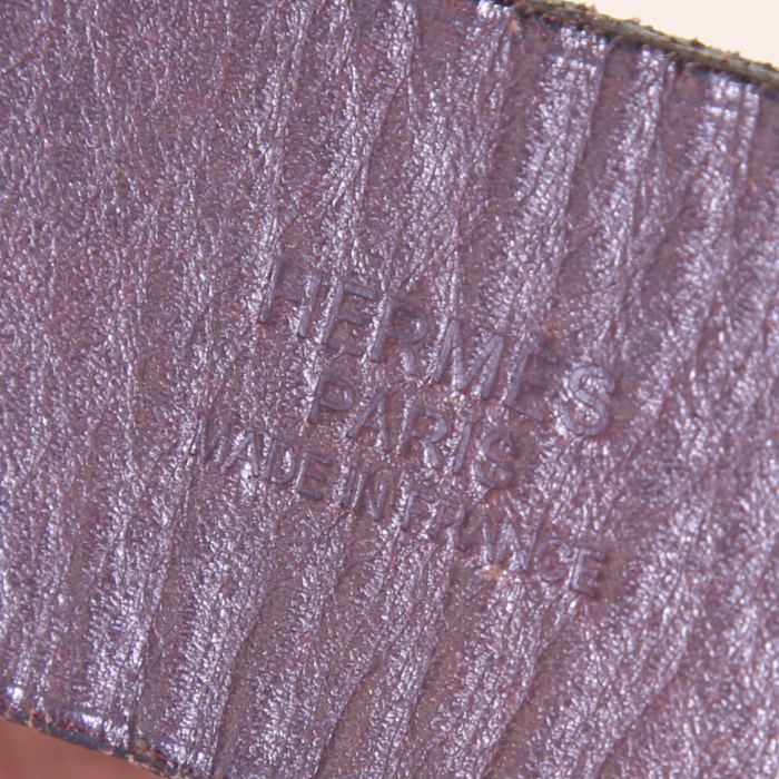 Hermès Etriviere - Belt shopping bag in blue canvas and brown leather - Detail D3