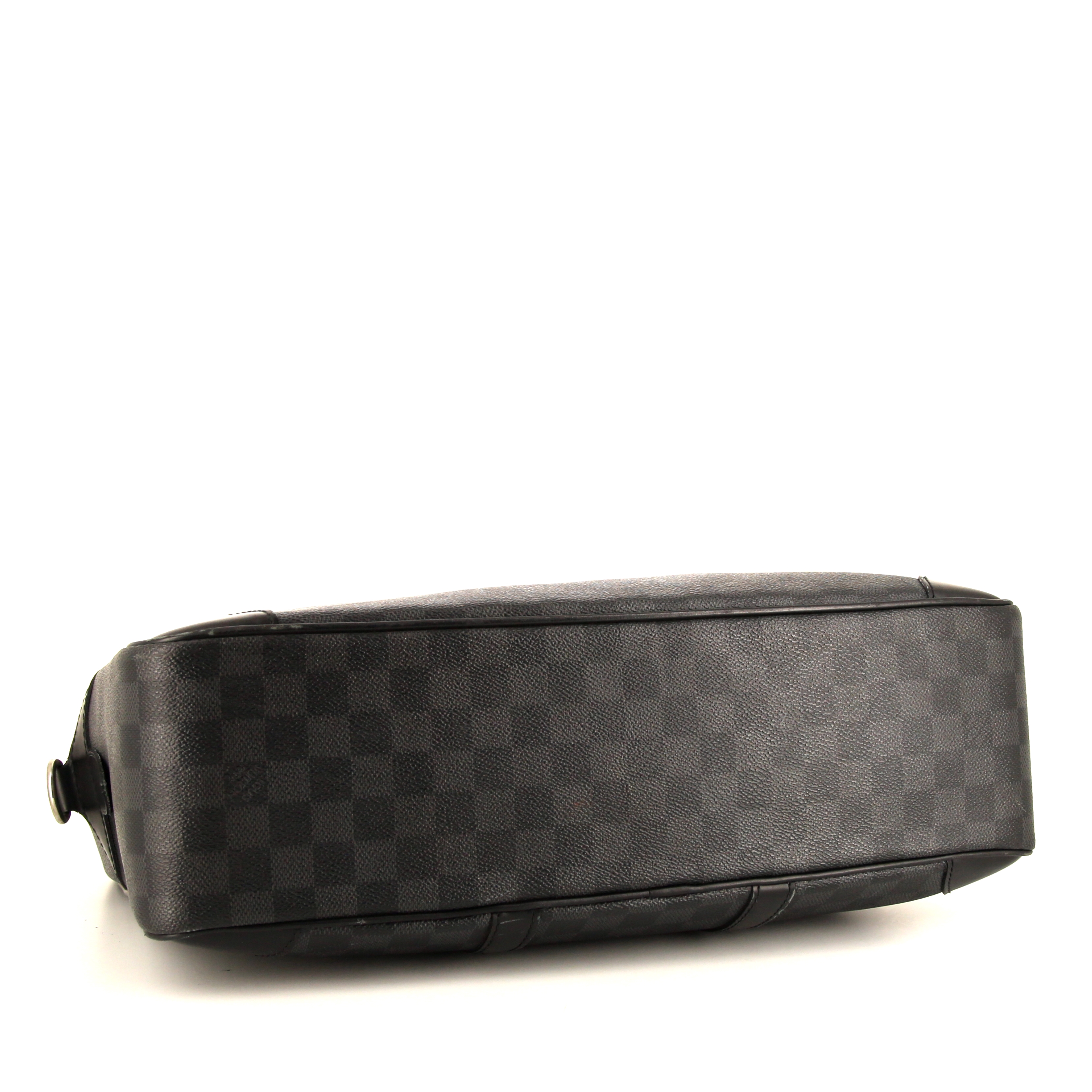 Porte-documents en toile damier grise et cuir noir - Detail D5