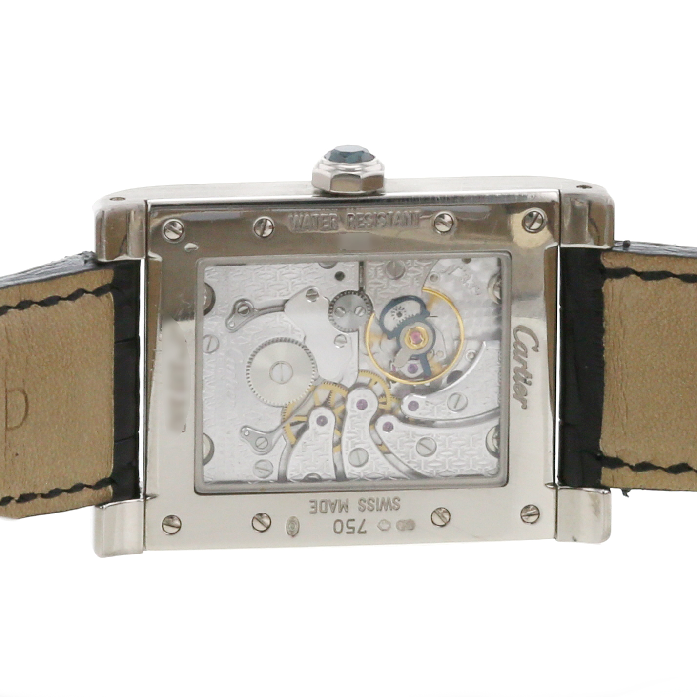 Reloj Cartier Tank à vis de oro blanco Ref :  2552 Circa  2000 - Detail D1