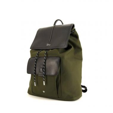 Dior Motion backpack in khaki canvas and black leather