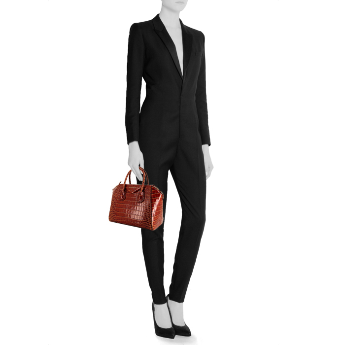 Givenchy Antigona small model bag worn on the shoulder or carried in the hand in brown leather - Detail D1