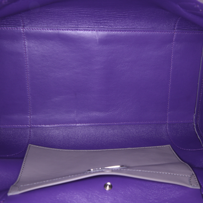 Bolso de mano Ralph Lauren Ricky en cuero gris - Detail D3