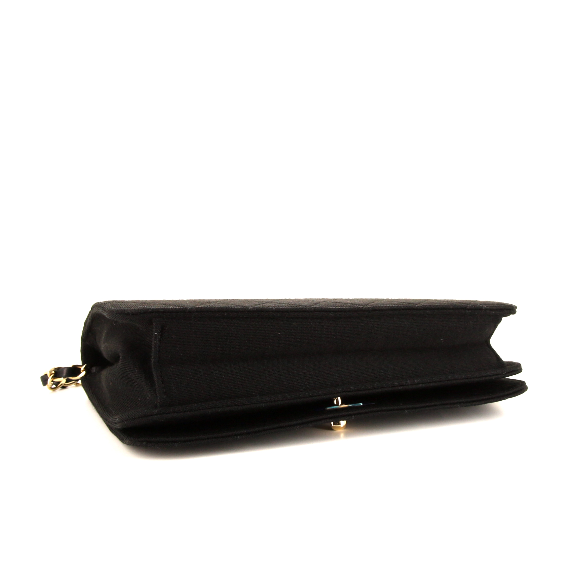 Chanel Vintage Mademoiselle handbag in black quilted canvas - Detail D4