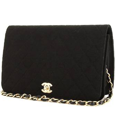 Bolso de mano Chanel Vintage Mademoiselle en lona acolchada negra