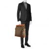 Bolsa de viaje Louis Vuitton Steamer Bag 45 en lona Monogram marrón y cuero natural - Detail D1 thumbnail