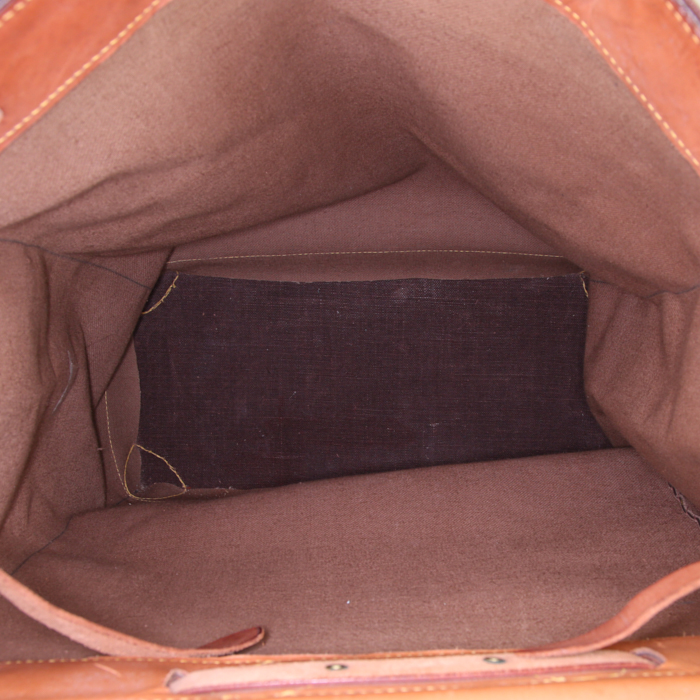 Borsa da viaggio Louis Vuitton Steamer Bag 45 in tela monogram marrone e pelle naturale - Detail D2