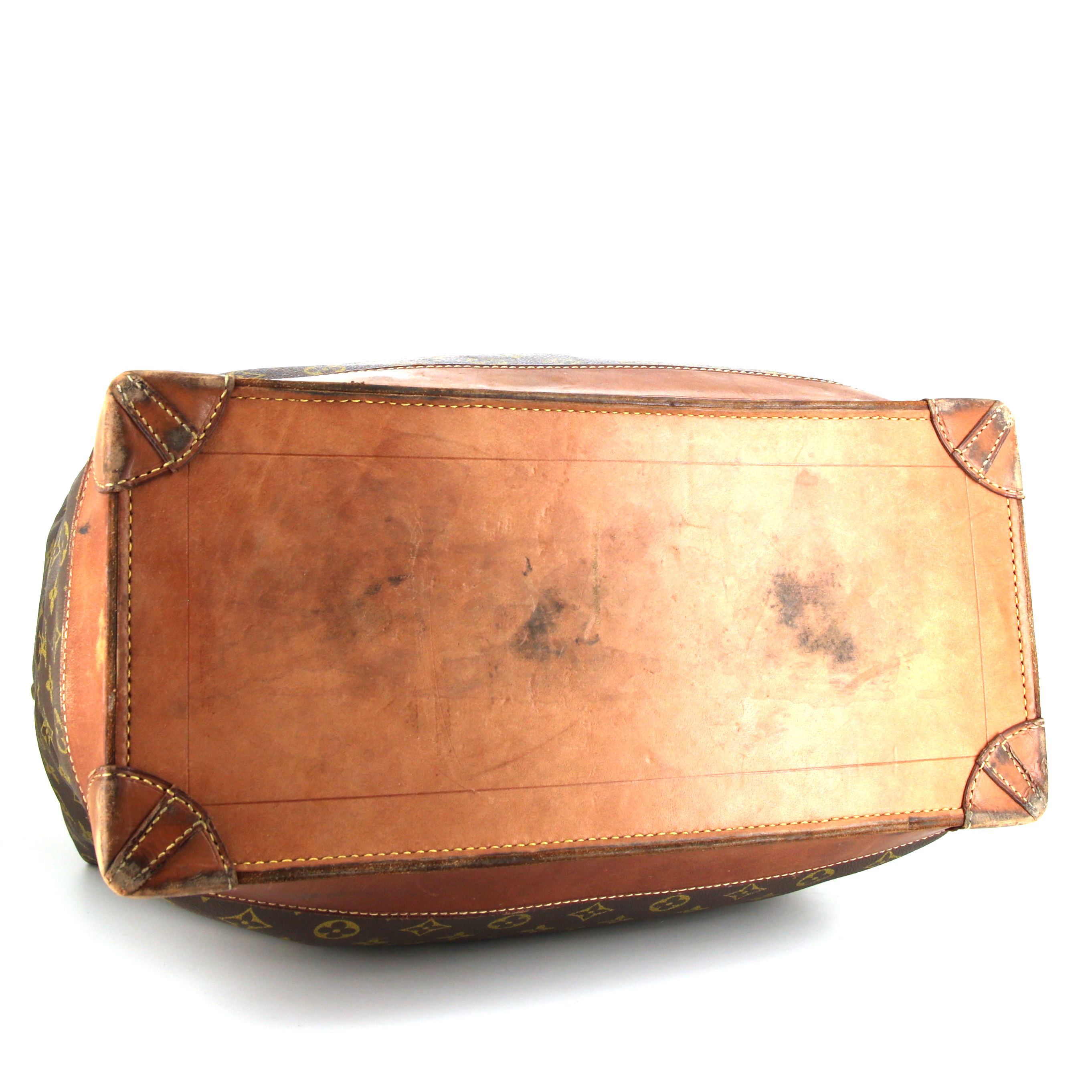 Borsa da viaggio Louis Vuitton Steamer Bag 45 in tela monogram marrone e pelle naturale - Detail D4