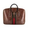 Gucci travel bag in red and green canvas and brown leather - 360 thumbnail