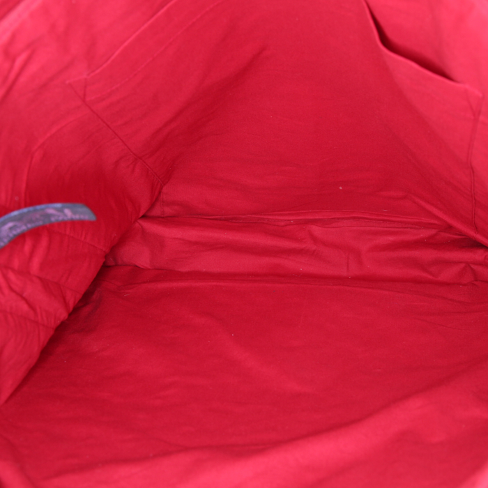 Hermès Amedaba shopping bag in red canvas and natural leather - Detail D3