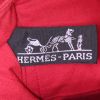 Shopping bag Hermès Amedaba in tela rossa e pelle naturale - Detail D4 thumbnail