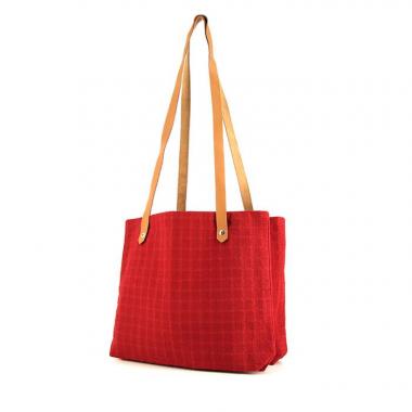 Bolso Cabás Hermès Amedaba en lona roja y cuero natural