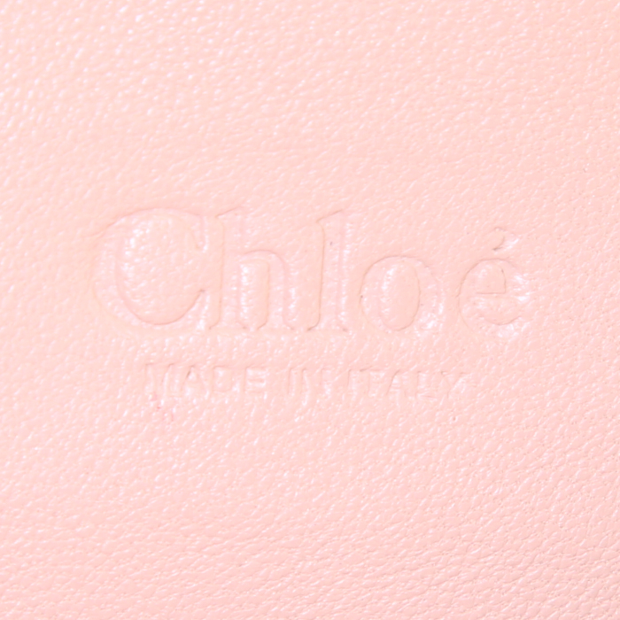 Bolso de mano Chloé June en piel de pitón beige y marrón - Detail D3