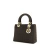 Dior Lady Dior medium model handbag in chocolate brown canvas cannage - 00pp thumbnail