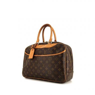 Vanity Louis Vuitton Deauville en toile monogram marron et cuir naturel