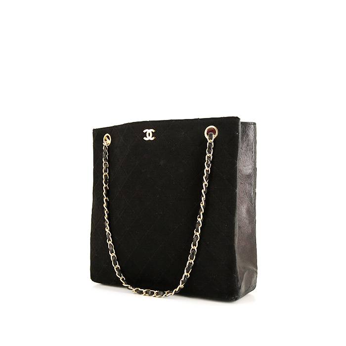 Chanel Vintage shopping bag in black canvas and leather - 00pp