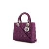 Dior Lady Dior medium model shoulder bag in purple leather cannage - 00pp thumbnail
